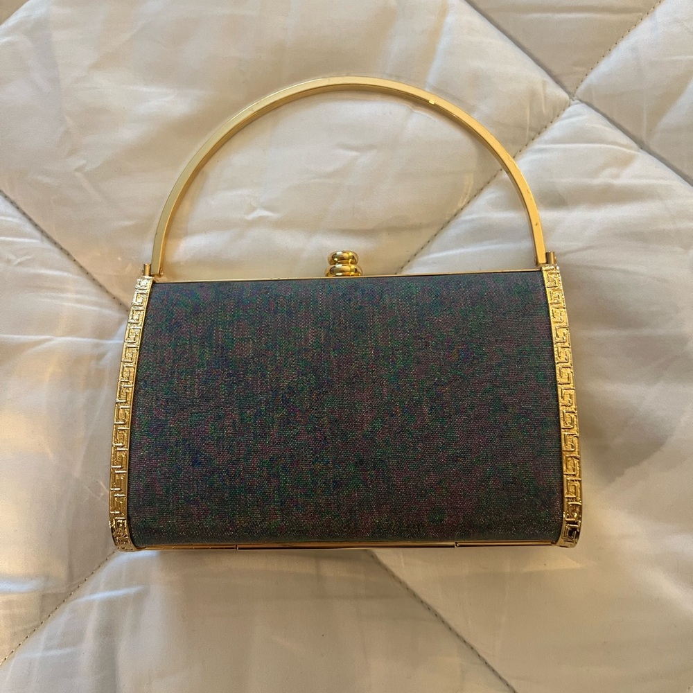 Elegant Gold and blue green purple material mix color Handbag